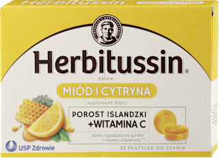 Pastylki do ssania na ból i suchość gardła Miód i Cytryna Herbitussin