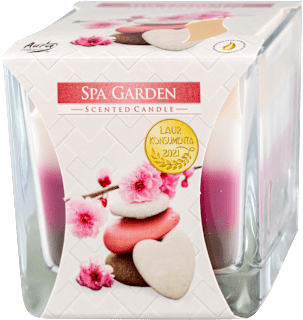 Spa Garden - trobojna sveća u kvadratnom staklu Aura Fragrances Candles