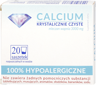 Calcium krystalicznie czyste, mleczan wapnia 3000 mg, saszetki UNIPHAR
