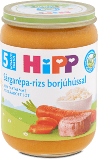 Bio bébimenü sárgarépa-rizs borjúhússal 5 hónapos kortól HiPP