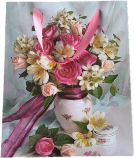 Pungă cadou model floral L 26x32x10 cm SAV COM