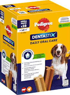 Kausnack Hund Zahnpflege DentaStix für mittelgroße Hunde, Multipack (28 Stück) Pedigree