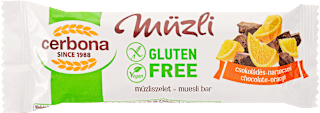 Gluténmentes müzliszelet, csokoládés-narancsos Cerbona