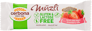 Gluténmentes müzliszelet, epres-chiamagos  Cerbona