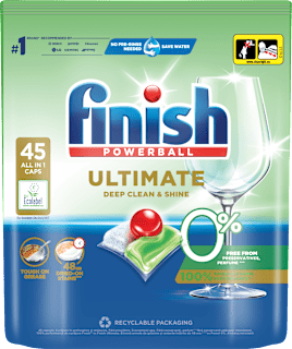 Kapsuly do umývačky riadu Ultimate Deep Clean & Shine 0% Finish
