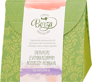 Sheavajas levendulaszappan rózsaszín agyaggal díszdobozban Borza