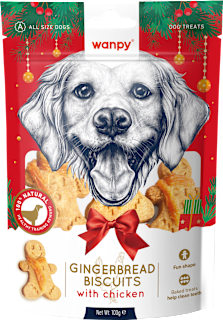Dopolnilna hrana za pse - pasji piškotki v obliki božičnih medenjakov s piščancem wanpy