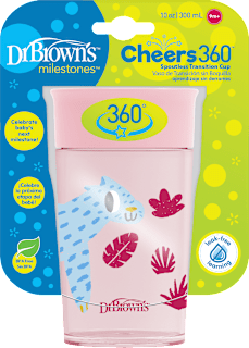 Šolja 360 stepeni - roze, od 9. meseca Dr. Brown´s