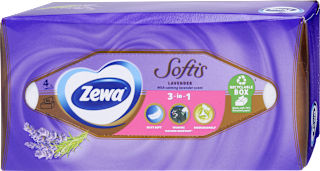 Papír zsebkendő dobozos Softis, Lavender, 4 rétegű ZEWA