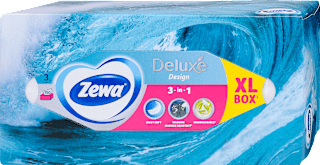 Papír zsebkendő dobozos Deluxe Design, 3 rétegű, többféle ZEWA