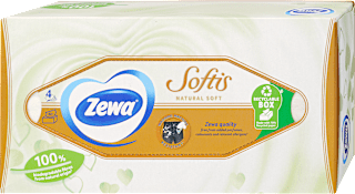 Papír zsebkendő dobozos Softis, Natural Soft, 4 rétegű  ZEWA