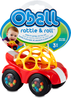 Spielzeugauto Rattle & Roll gelb-rot Oball