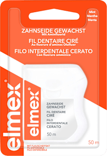 Filo interdentale cerato con fluoro amminico elmex