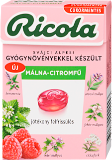 Gyógynövény cukorka, málna-citromfű Ricola