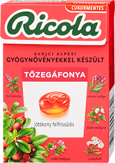 Gyógynövényes cukorka tőzegáfonya Ricola