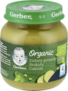 Obiadek Zielony groszek, brokuły, cukinia  Gerber Organic