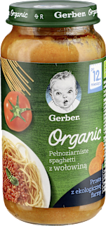 Obiadek pełnoziarnisty spaghetti z wołowiną  Gerber Organic