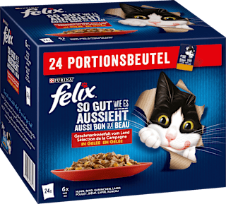 Nassfutter Katze, Geschmacksvielfalt vom Land in Gelee,Multipack (24x85 g) Felix
