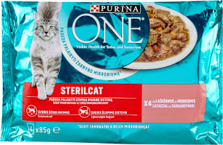 ONE STERILCAT kompletna hrana za odrasle mačke sa ukusom lososa i šargarepe. PURINA ONE