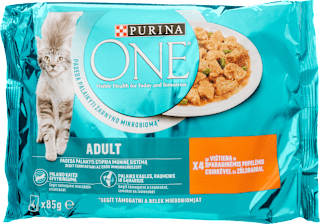 Nedves macskaeledel felnőtt macskák számára csirkével és zöldbabbal PURINA ONE