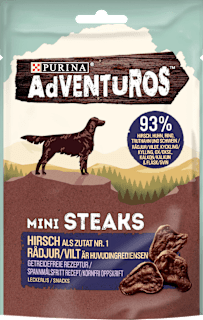 Hundeleckerli Mini Steaks Hirsch Purina Adventuros