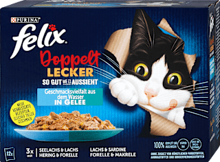 Nassfutter Katze Doppelt Lecker Geschmacksvielfalt aus dem Wasser Felix