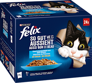 Nassfutter Katze, Geschmacksvielfalt aus dem Wasser in Gelee, Multipack (24x85g) Felix