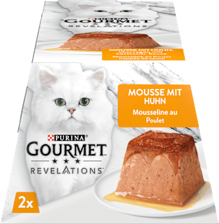 Nassfutter Katze Mousse mit Huhn, Revelations (2 x 57g) Purina Gourmet
