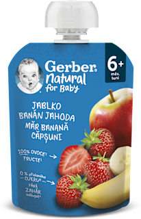 natural příkrm v sáčku jahoda, jablko, banán Gerber Natural