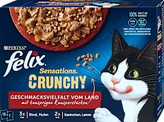 Nassfutter Katze Sensations Crunchy Geschmacksvielfalt vom Land Felix