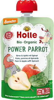 Quetschie Power Parrot, Birne & Apfel mit Spinat ab 6 Monaten Holle
