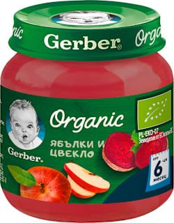 Био пюре ябълка и цвекло, 6+ месеца Gerber Organic