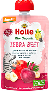 Био пюре Zebra Beet с ябълка, банан и червено цвекло 6м+ Holle