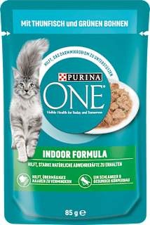 Nassfutter Katze mit Thunfisch & grünen Bohnen in Soße, indoor formula PURINA ONE