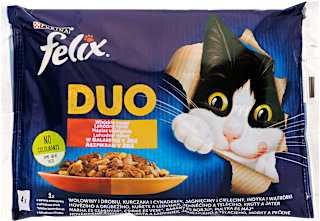Teljes értékű állateledel aszpikban, felnőtt macskáknak, házias válogatás, 4x85 g Felix