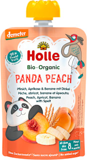 Био пюре Panda Peach с праскова, кайсия, банан и спелта, 8м+ Holle