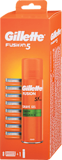 Nadomestne glave za brivnik (8x) + gel za britje Fusion5 Gillette