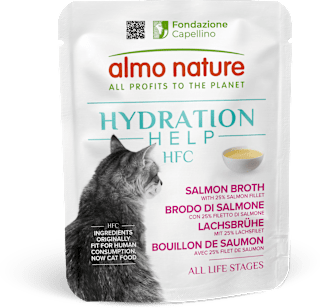 Hydration brodo di salmone per gatti almo nature