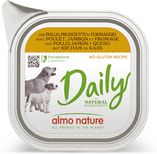 Cibo per cani Daily con pollo, prosciutto e formaggio almo nature