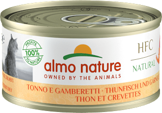 Lattina per gatti HFC Natural con tonno e gamberetti almo nature