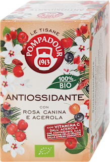 Tisana bio antiossidante con rosa canina e acerola POMPADOUR