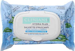 Salviette struccanti viso, occhi e labbra Hydra Plus CLINIANS
