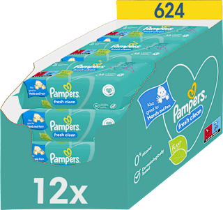 Vlhčené utierky Fresh Clean - 12 x 52 Pampers