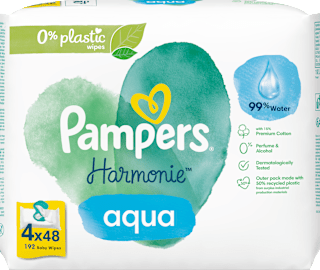 Harmonie aqua vlhčené ubrousky 4x48 ks Pampers Harmonie