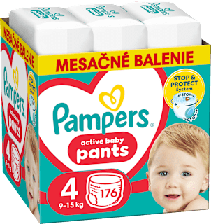 Plienkové nohavičky veľkosť 4 (9 - 15 kg) Monthly Box Pampers active baby
