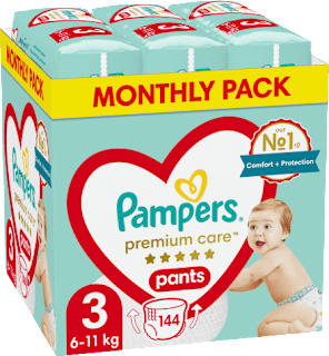 Hlačne plenice velikost 3 - mesečno pakiranje (6-10 kg) Pampers Premium Care