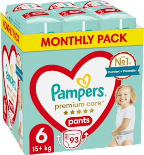 Hlačne plenice velikost 6 - mesečno pakiranje (15+ kg) Pampers Premium Care
