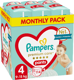 Hlačne plenice velikost 4 - mesečno pakiranje (9-15 kg) Pampers Premium Care