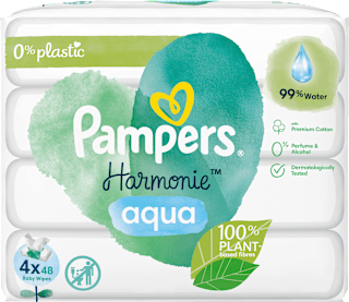 Nedves törlőkendő, Aqua, 4x48db Pampers Harmonie