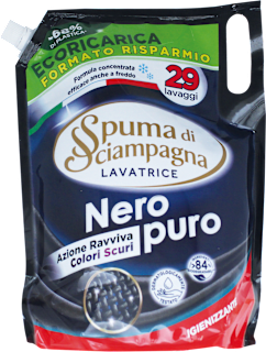 Detersivo Nero Puro formato ricarica Spuma di Sciampagna